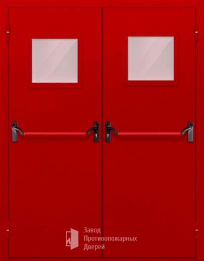 Фото двери «Двупольная со стеклопакетом и антипаникой (красная)» в Раменскому