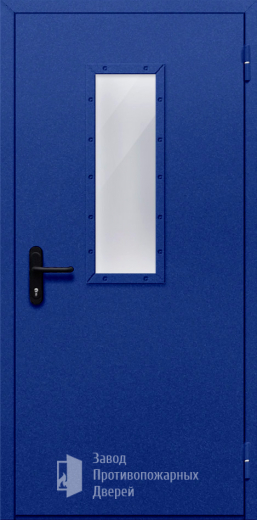Фото двери «Однопольная со стеклом (синяя)» в Раменскому