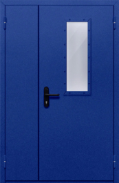 Фото двери «Полуторная со стеклом (синяя)» в Раменскому
