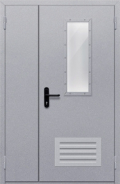 Фото двери «Полуторная со стеклом и  решеткой» в Раменскому