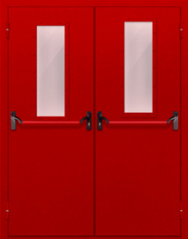 Фото двери «Двупольная с стеклом и антипаникой (красная)» в Раменскому