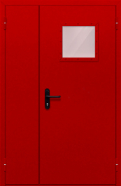 Фото двери «Полуторная со стеклопакетом (красная)» в Раменскому