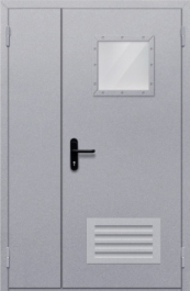 Фото двери «Полуторная со стеклопакетом и решеткой» в Раменскому