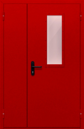 Фото двери «Полуторная со стеклом (красная)» в Раменскому