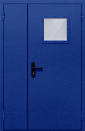 Фото двери «Полуторная со стеклопакетом (синяя)» в Раменскому