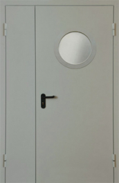 Фото двери «Полуторная с круглым стеклом EI-30» в Раменскому